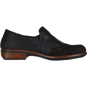 Naot Black Leather and Nubuck Angin Flat Shoe